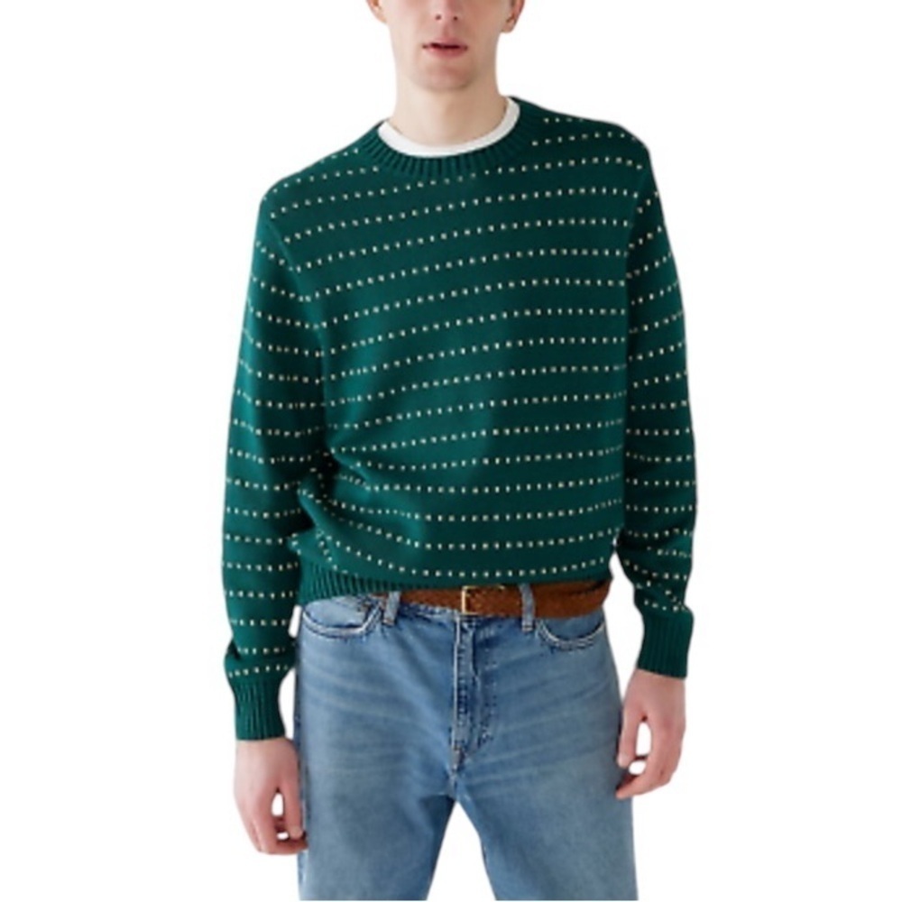 J. CREW Heritage Cotton Crewneck Sweater in‎ Bird's-Eye Stitch BN491 SP23